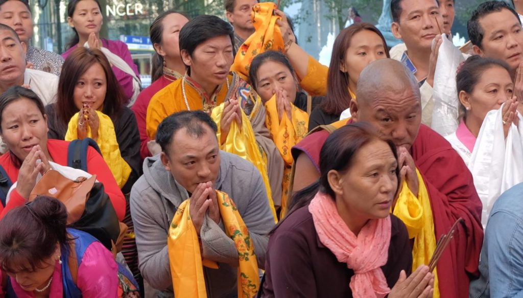 Members of the Tibetan community at the reception for His Holiness the Dalai Lama at Brussels, Belgium.