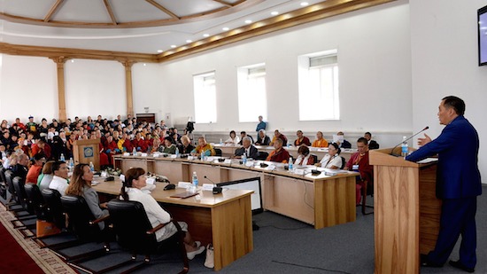 Mr Sholban Kara-ool, the head of Republic of Tuva, speaking at the conference.