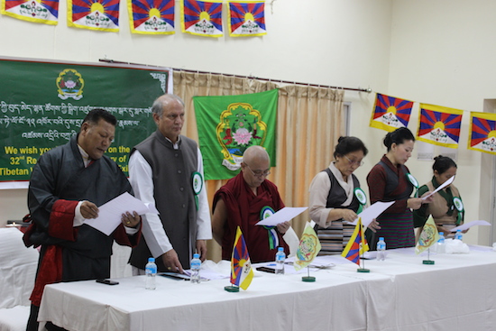 Deputy Speaker Acharya Yeshi Phuntsok along with the other guests at the 32nd founding anniversary of Tibetan women's Association at Club House, McLeod Ganj on 12 September 2016.