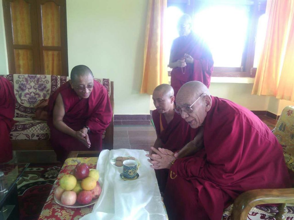 Kalon Karma gelek Yuhtok with His Eminence Gaden Tri Rinpoche at Mundgod.
