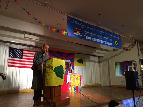 Tibetan Parliamentarian Mr Tsewang Rigzin at the function to celebrate Tibetan Democracy Day.
