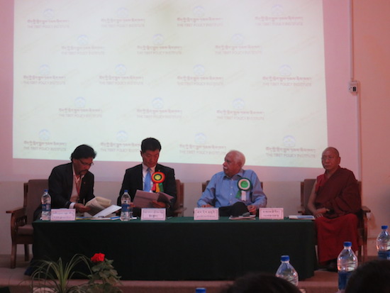 From left: TPI Additional Secretary Mr Sonam Tenzin, Chief Guest Sikyong Dr Lobsang sangay, Guest of honour Mr jayadev Ranade and Ven Jamphel Dakpa, Principal of College for Higher Tibetan Studies