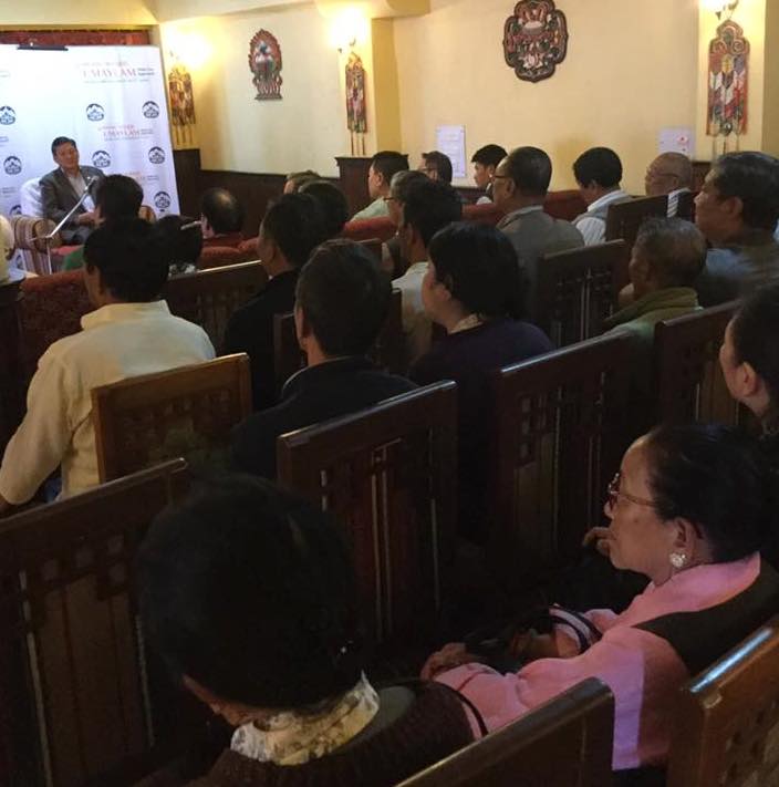 DIIR Secretary Sonam Norbu Dhagpo speaking to local Tibetans at Gangtok during the three-day workshop.