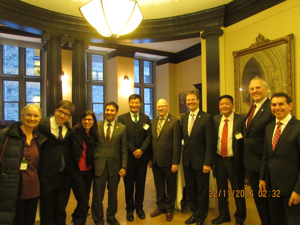 Sikyong Dr Lobsang Sangay and Representative Penap Tsering with Mr Arif Virani and members of Canadian Parliamentary Friends of Tibet (CPFT).