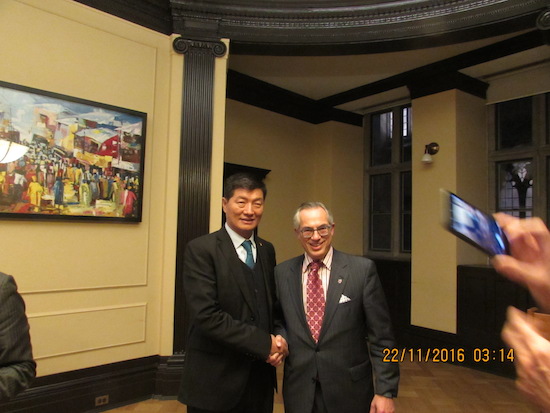 Sikyong Dr Lobsang Sangay with a Canadian leader.