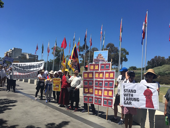 Tibetans during the rally for Larung Gar