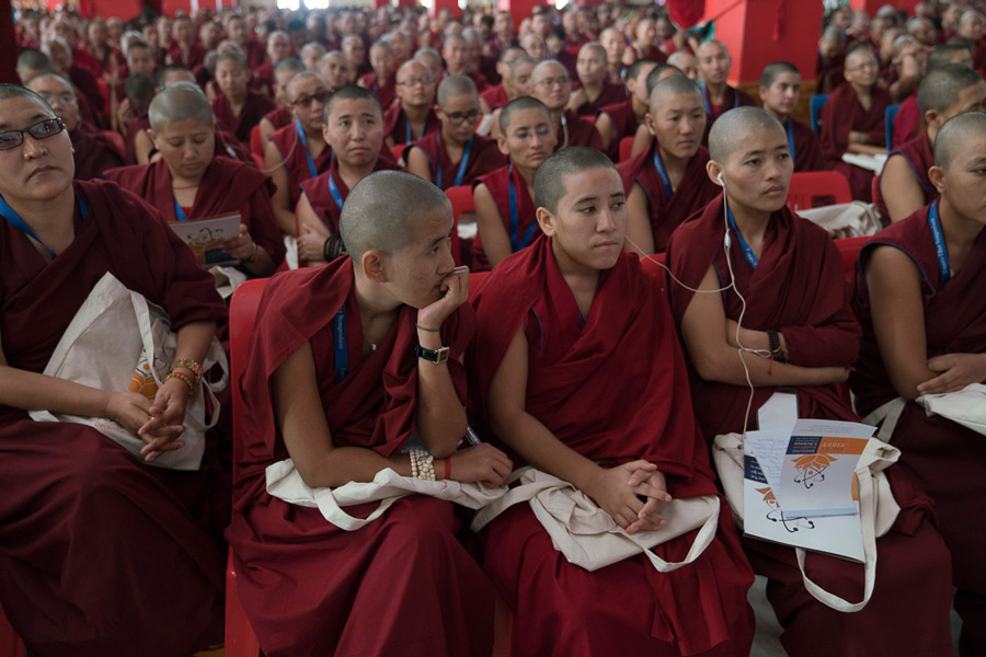 Some of the 260 nuns among the 3000 people attending the Emory Tibet Symposium at Drepung Loseling in Mundgod, Karnataka, India on December 18, 2016. Photo/Tenzin Choejor/OHHDL