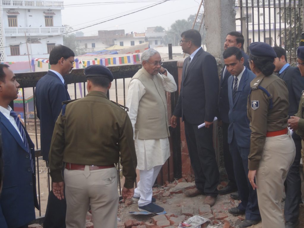 Chief Minister Nitish Kumar at the upcoming Kalachakra venue.