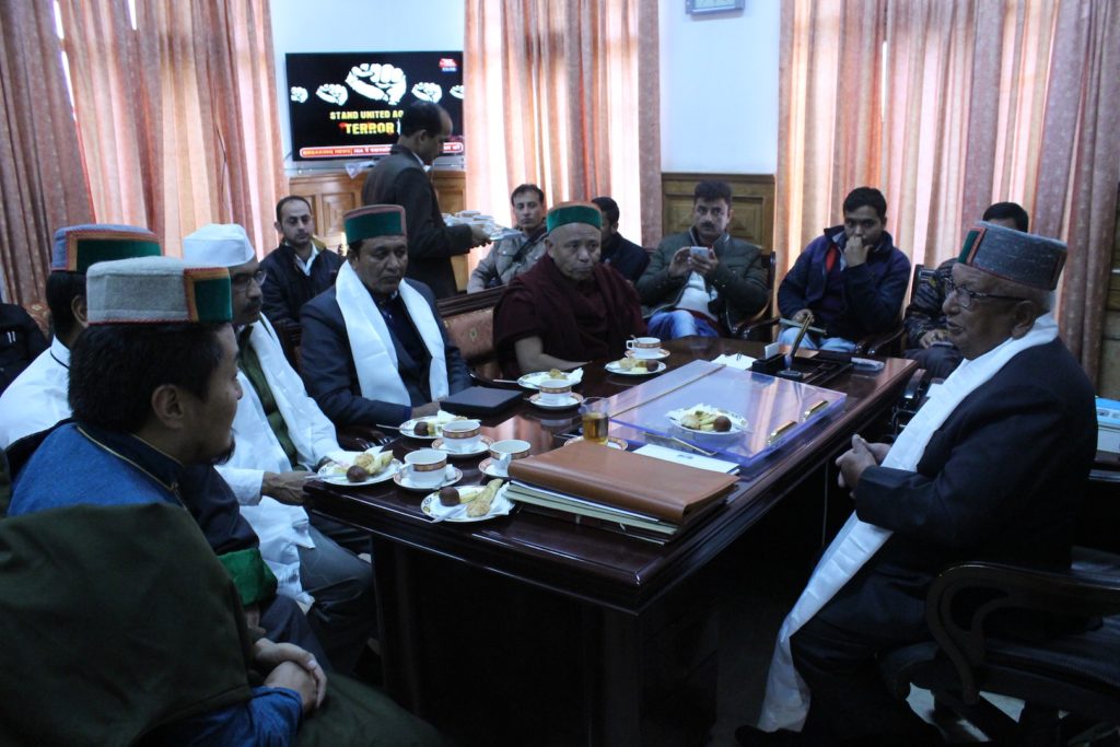 The Tibetan parliamentary delegation with Speaker Brij Bihari Lal Butail at the Himachal Pradesh Assembly.