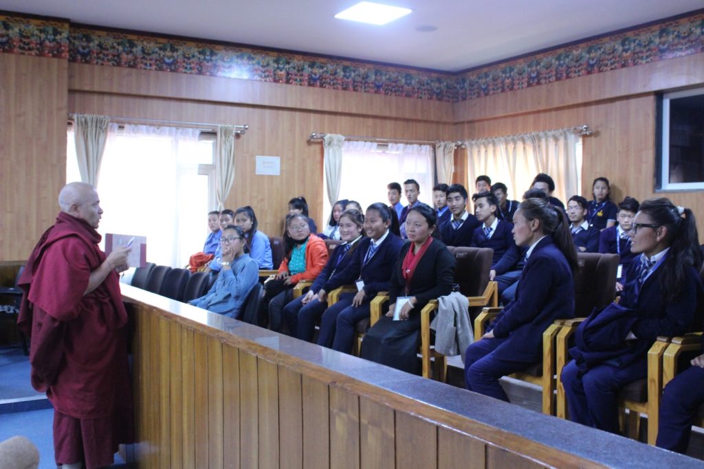 Deputy Speaker interacting with the students at the Tibetan parliamentary secretariat on 21 December 2016.
