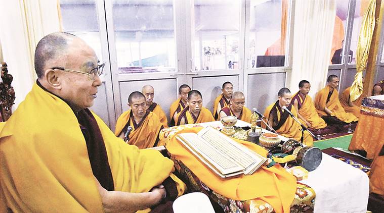 Dalai Lama at the Kalachakra in Bodhgaya on Tuesday. PTI photo