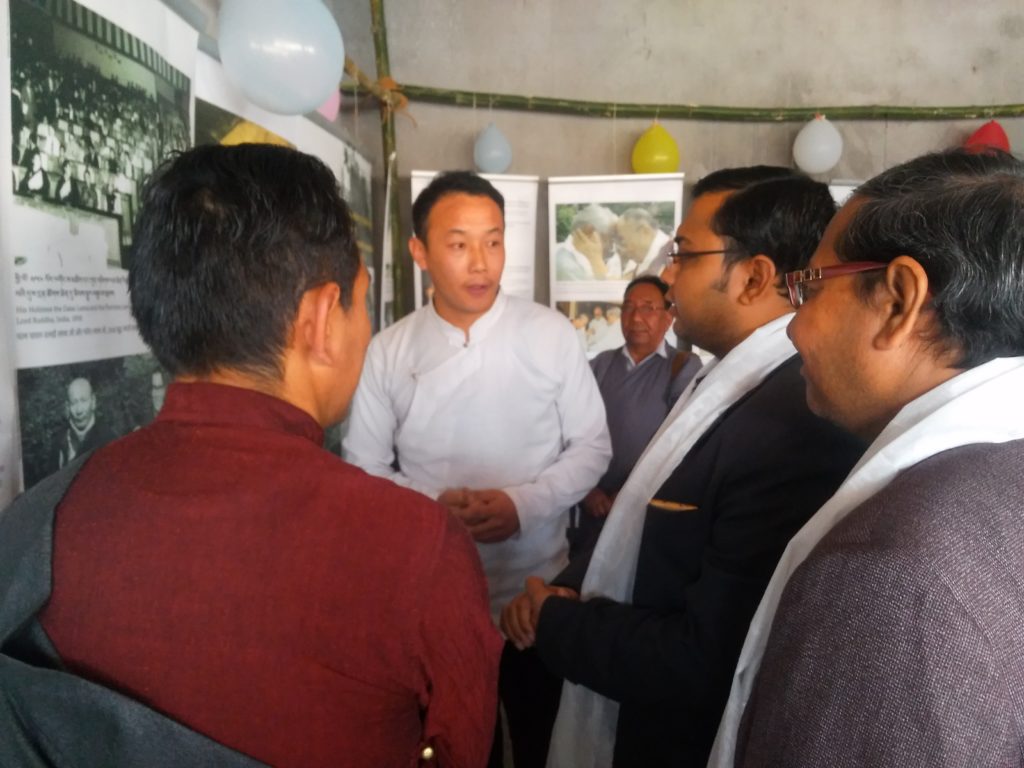 Staff of Tibet Museum explaining exhibition to chief guest.