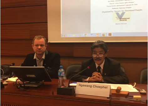 Mr. Ngawang Choephel, moderator and panelist Mr. Vincent Metten of ICT on Tibet Briefing at UN, 10.3.2017