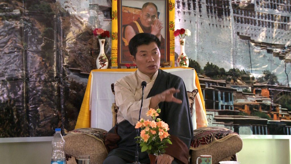Sikyong addressing students and staff of THF school in Gohri Mafi near Dehradun, 30 March 2017.