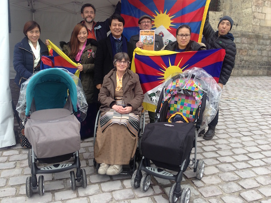 With Ms Caumont and some Tibetans at flag hoisting ceremony in Amiens
