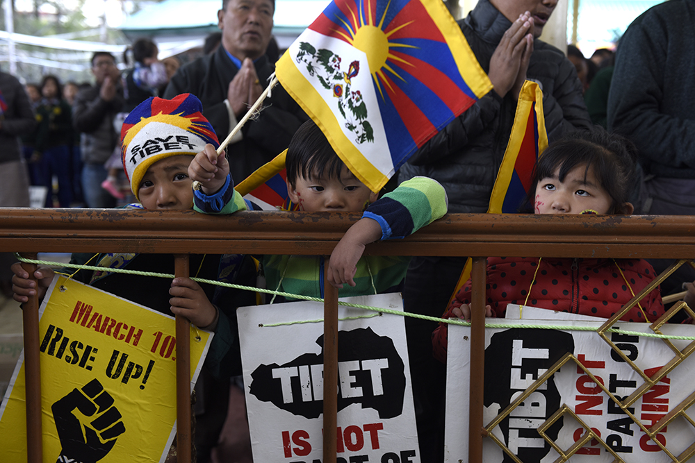 Children at the 58th commemoration of Tibetan national Uprising Day.