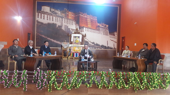 Home Kalon addressing Tibetans in Hunsur rangyaling.