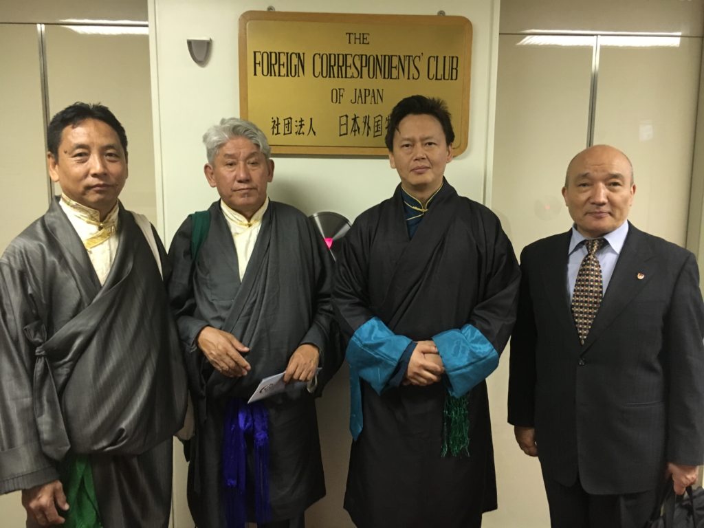 The Tibetan Parliamentary delegation at the Foreign Correspondents' Club of Japan to highlight the issue of missing Panchen Lama, in Tokyo, Japan, on 25 April 2017