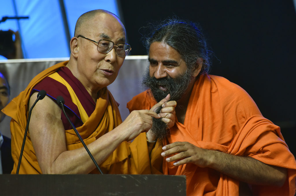 H.H The Dalai Lama and Swami Ramdev at Inter-faith Dialogue in Mumbai