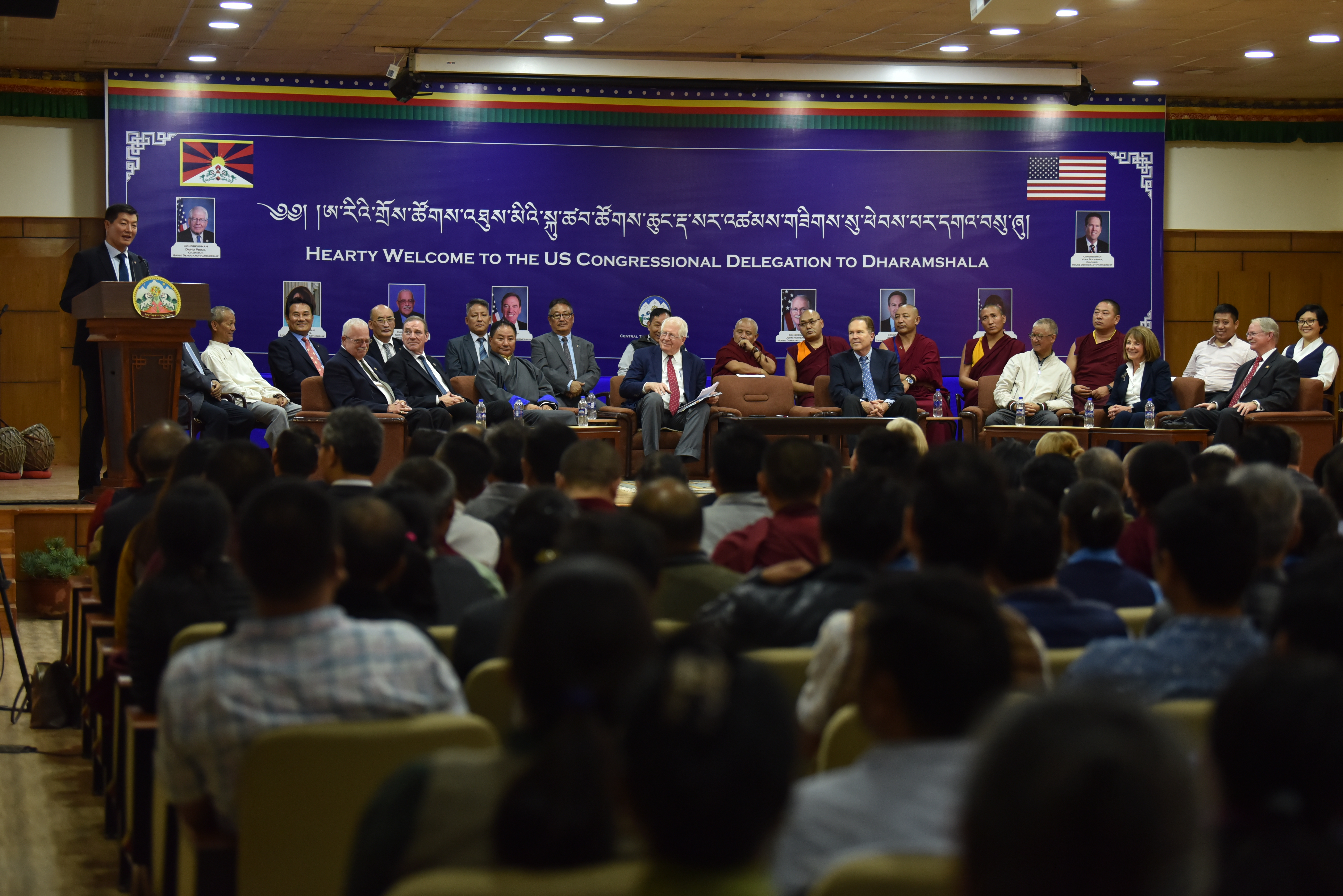 CTA President Dr Lobsang Sangay delivering a welcome speech at T-building, CTA. Photo/Tenzin Jigme/CTA