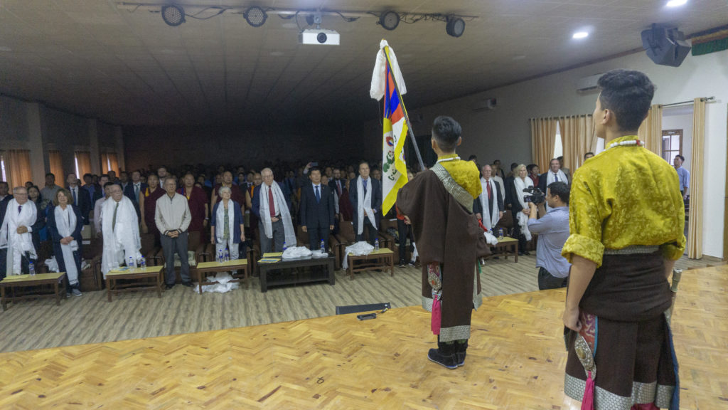 Singing of Tibetan National Anthem at the end of culture performance. Photo/Tenzin Jigme/CTA