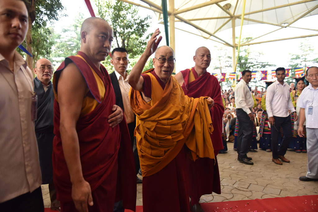 His Holiness the Dalai Lama greeting his devotees and well-wishers as he makes his way to the main temple, Mcleod Ganj, 13 September 2019. Photo/Tenzin Jigme Taydeh/CTA 