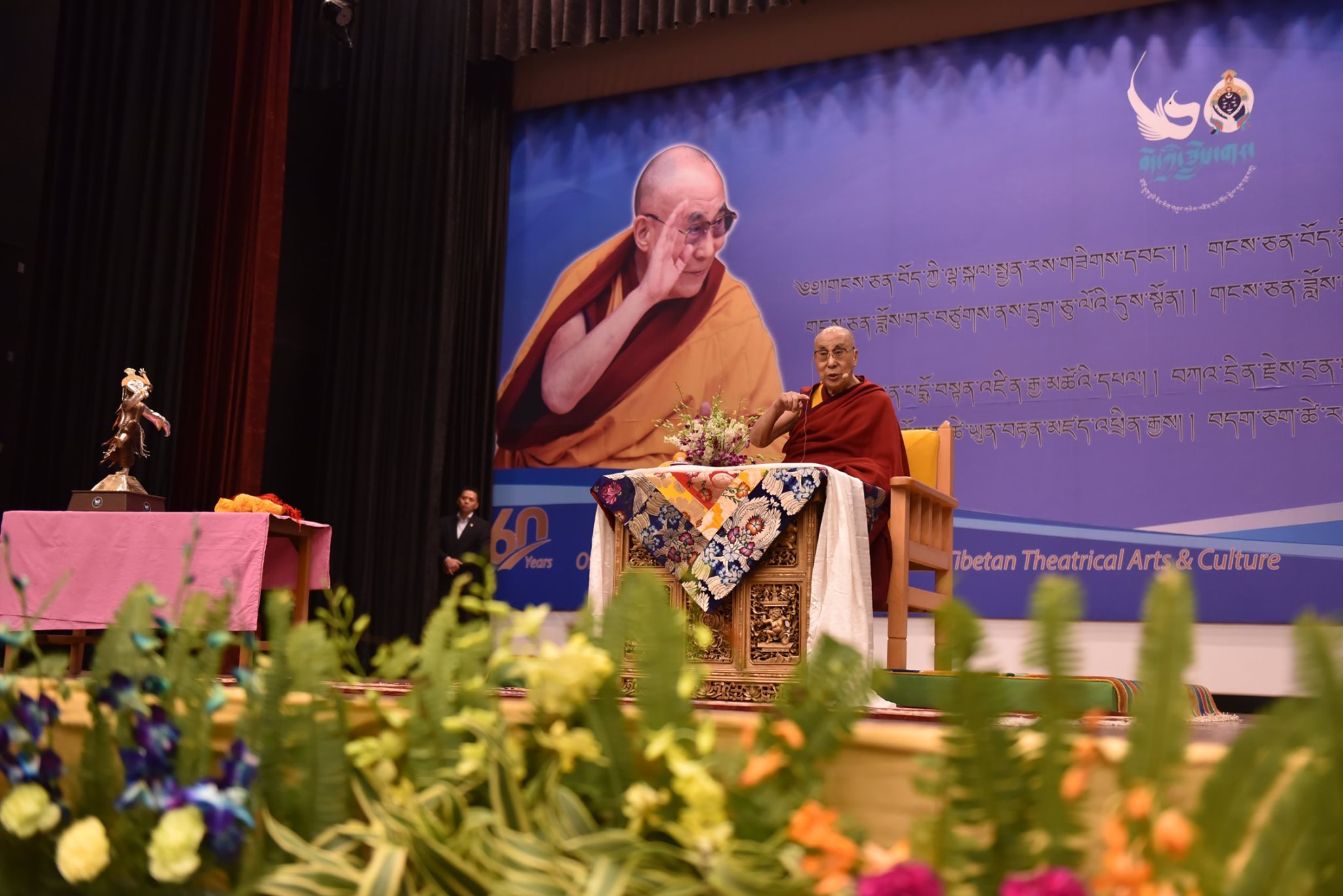 His Holiness the Dalai Lama during his speech at the 60th founding anniversary of Tibetan Institute of Performing Arts (TIPA), 29 October 2019. Photo/ Kunsang Yelphel/CTA