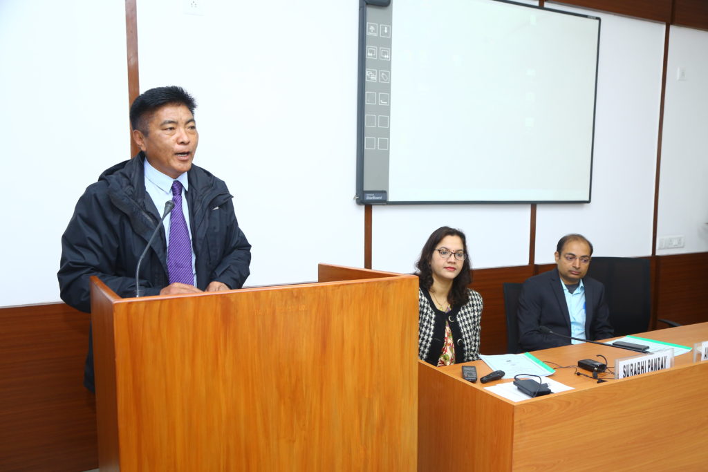 PSC Chairman Mr Wangdu Tsering Pesur addressing the Induction trainees of CTA at IIPA, New Delhi. 