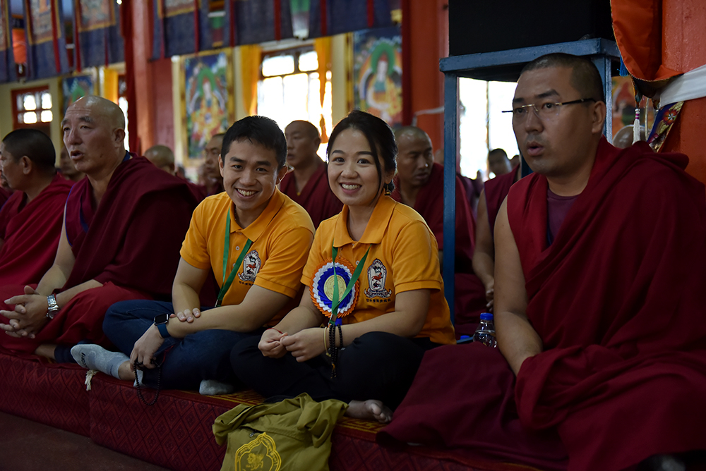 Followers of His Holiness the Dalai Lama amidst Tibetan monks at the ceremony. Photo/ Tenzin Jigme