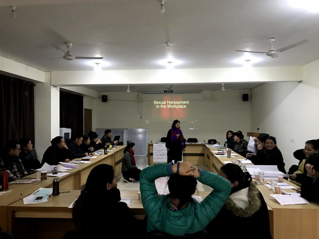 Members of the Internal Committee of CTA departments at the 'Sexual Harassment at Workplace' workshop conducted by Nandita Pradhan and Surbhi Kumar from Martha Farell Foundation (MFF), Delhi, India from 18th to 21st December. Photo/ CTA