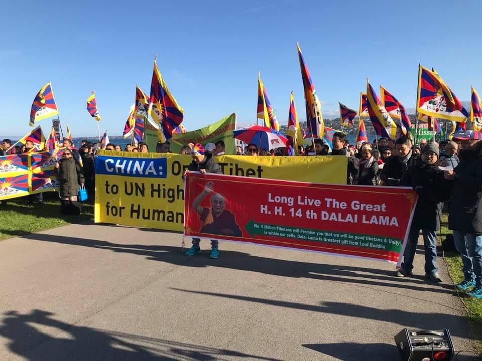 Tibetans and Supporters in Switzerland and Liechtenstein gathered near the Office of the United Nations' High Commissioner for Human Rights at Palais des Wilson.