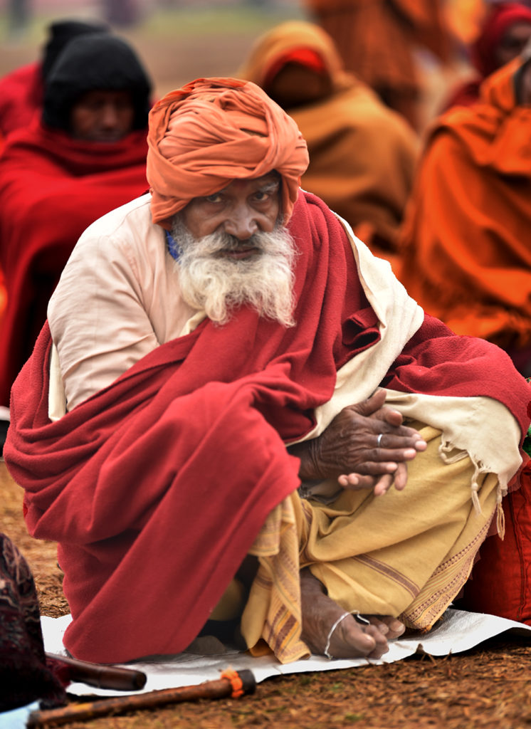 An Indian ascetic in the audience during the teachings at the Kalachakra Ground in Bodhgaya. Photo/ Pasang Dhondup/ CTA