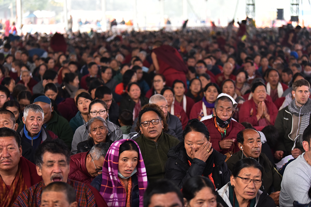 Members in the audience at the Kalachakra Ground, estimated to be around 35,000 attendees for His Holiness the Dalai Lama's teaching in Bodhgaya, Bihar, India on January 4, 2020. Phto/ Pasang Dhondup/ CTA