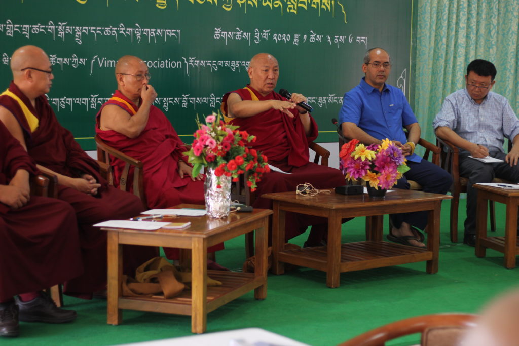 Geshe Lhakdor la, Chairman of Education Council and Director of LTWA speaking at the workshop on Secular Ethics for Pre-Primary school teachers at Drepung Losel Ling Center for Meditation and Science, Mundgod.