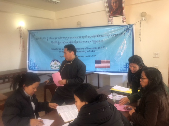 The team from the Department of Health and Delek Hospital staff collect data for the 'prevalence study of Hep 'B' among the Tibetan community' in Dharamsala. Photo/ Department of Health