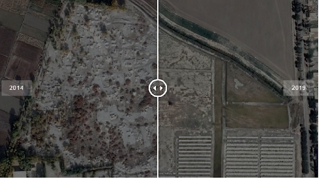  The graveyard in Xayar County, central Xinjiang, where Aziz Isa Elkun father's Isa Abdulla was buried after he died on in November 3rd, 2017.