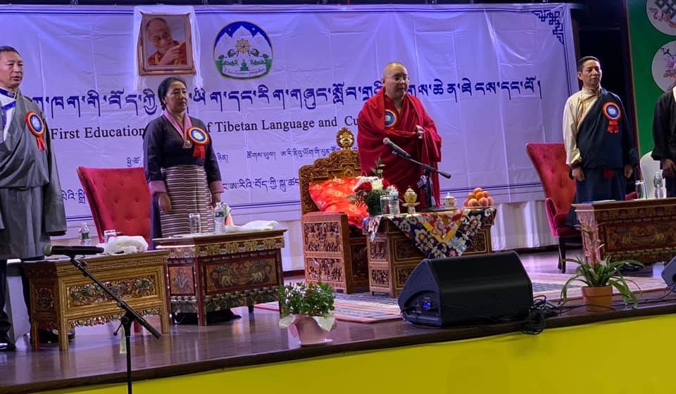 Mr Karma Singey along with Kyabje Ling Rinpoche and Education Kalon Dr Pema Yangchen at the First Education Summit of Tibetan Language and Culture School in New York, August 2019.