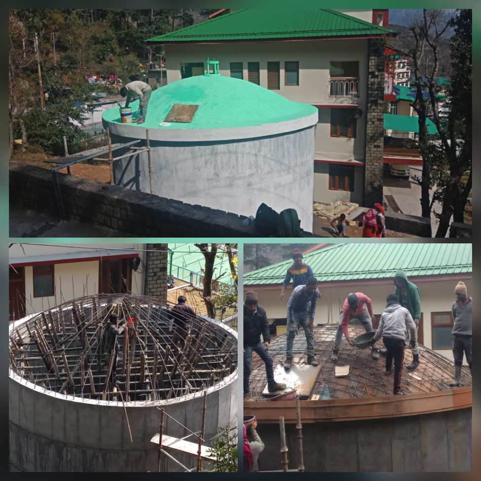 Mr. Tenzin Choepal supervising construction work on New Water Tank For CTA Offices And Staff Quarters. 