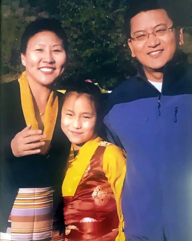 Mrs. Chime Tseyang is seen with her husband, Mr. Tenzin Lungtok and with her daughter, Tenzin Kunsang.