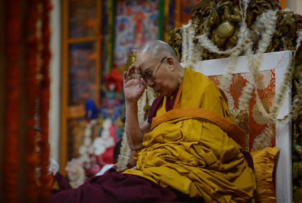 His Holiness the 14th Dalai Lama of Tibet is seen praying. (File Image)