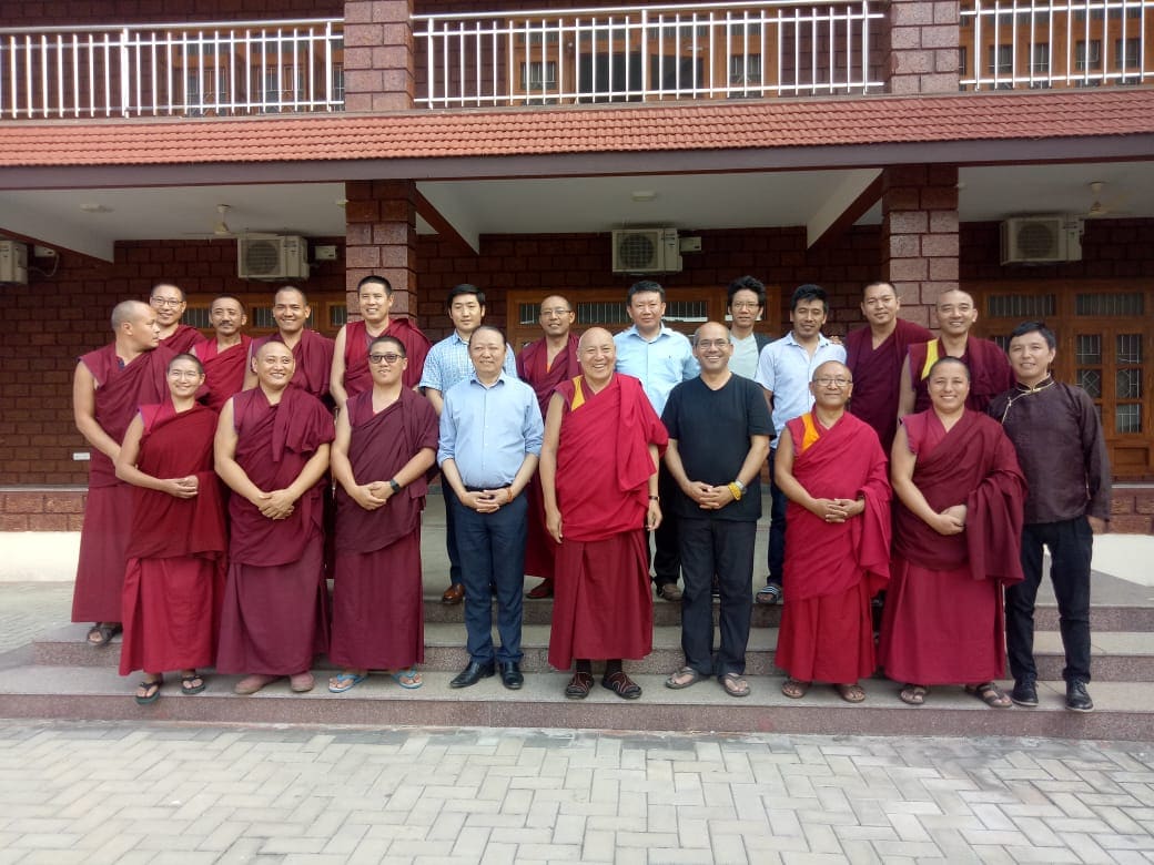 Mr. Thinley Umawa with conference members during the Standardising Science and SEE Learning Terms at Drepung Loseling Meditation and Science Center-Mungod, organised by EMORY University, USA, December 2019. 