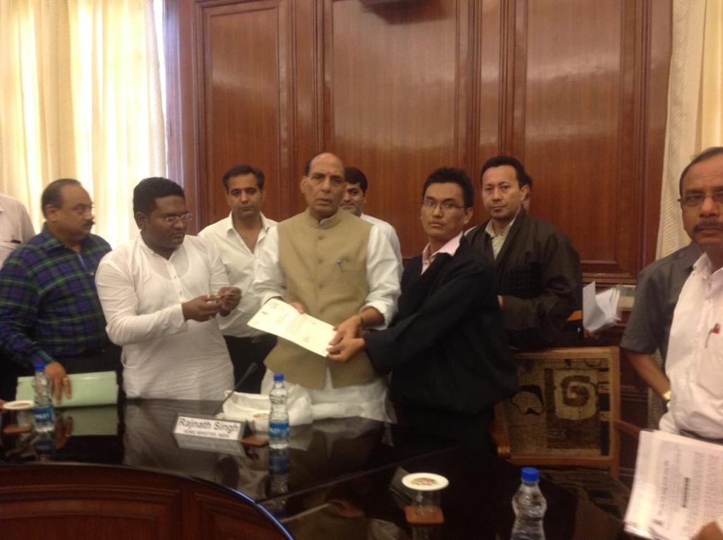 Mr. Phuntsok Topgyal with (then) Home Minister Shri Rajnath Singh, 2014. (presently Minister of Defence)