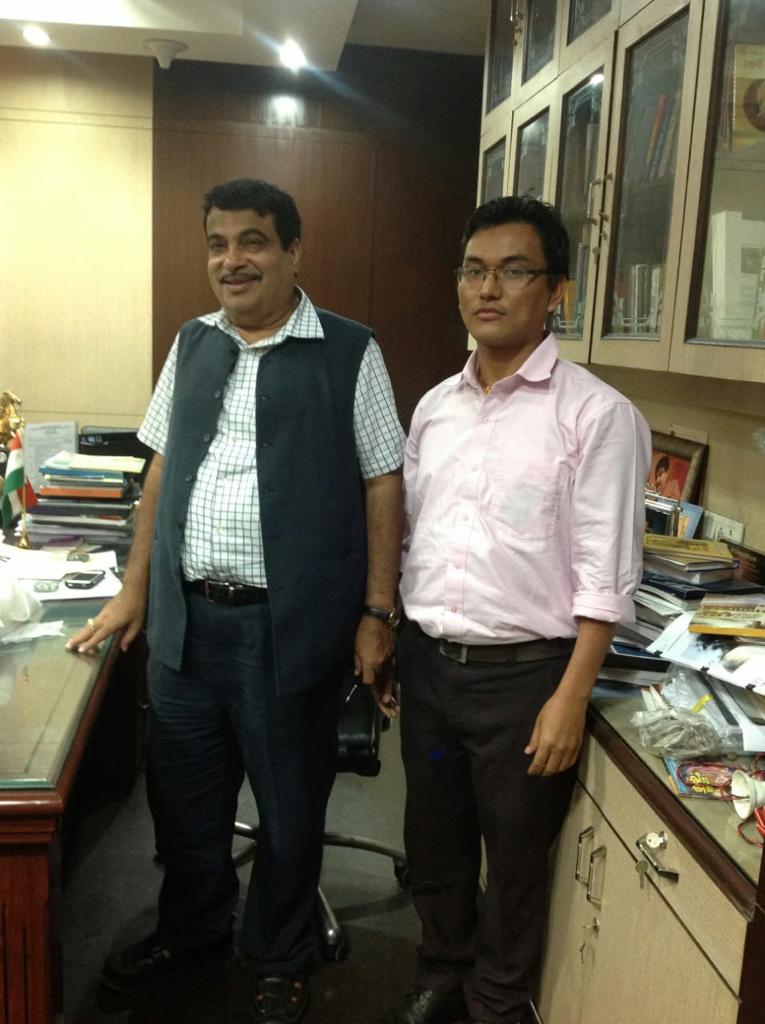 Mr. Phuntsok Topgyal with Minister of Road Transport and Highways Shri. Nitin Gadgari Ji in New Delhi, 2014. 