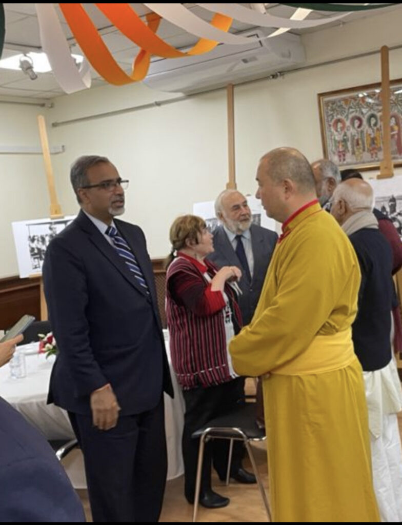 Telo Tulku Rinpoche interacting with Indian Ambassador to Russian Federation Mr. D.B. Venkatesh Varma.