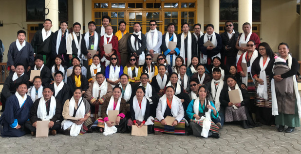 A group photo with TCV school batch (1994-1996) after receiving blessing from His Holiness the 14th Dalai Lama in 2019.
