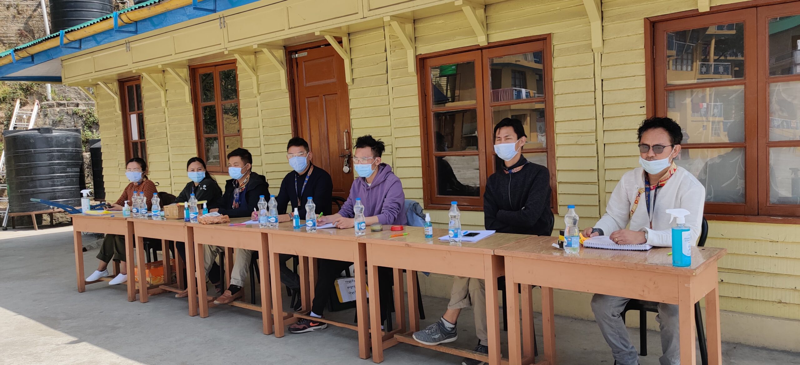 Namgyal Dhondup with CTA civil servants during Sichi election duty, 2021. 
