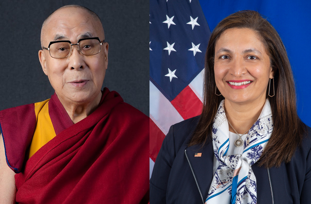 His Holiness the 14th Dalai Lama and US Special Coordinator for Tibetan Issues Uzra Zeya 