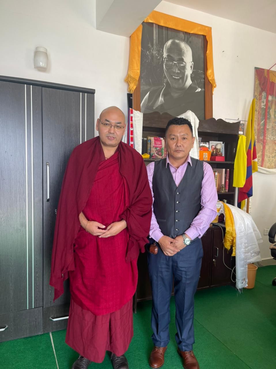 Mr Chemi Dorjee with Speaker of Tibetan Parliament in Exile Khenpo Sonam Tenphel at Tibetan Parliamentary Secretariat.