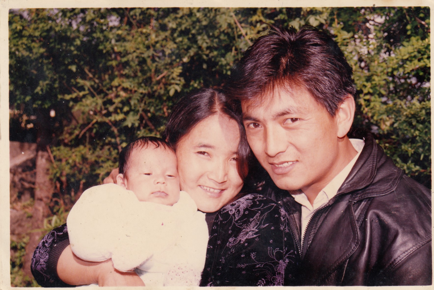 Mrs. Karma Dolma with her husband Sonam and first child Tenzin Palden, 1994. 