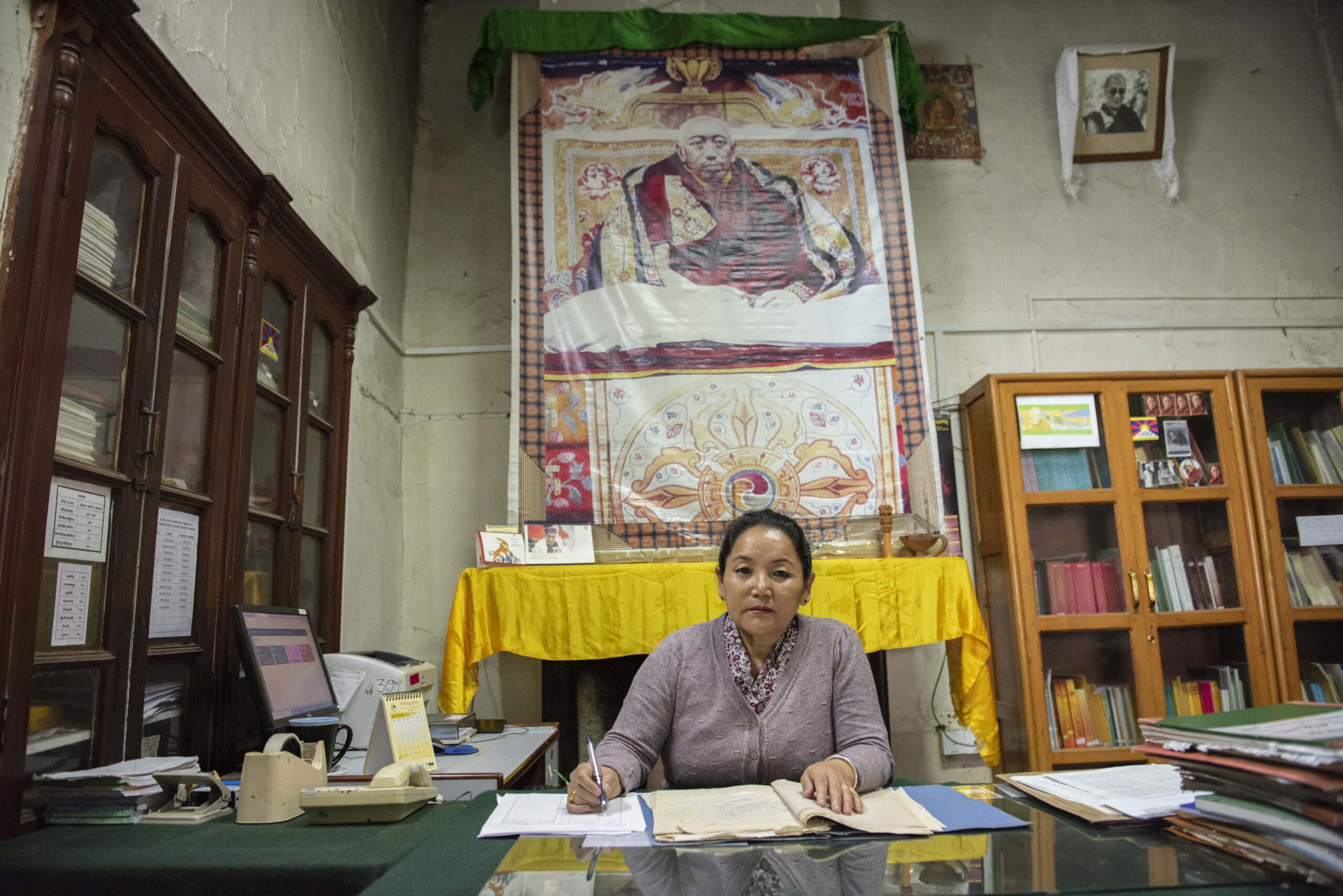 Mrs. Karma Dolma at the office of Kayig Documentation and Classification Section, CTA. Photo | Tenzin Jigme Taydeh | CTA